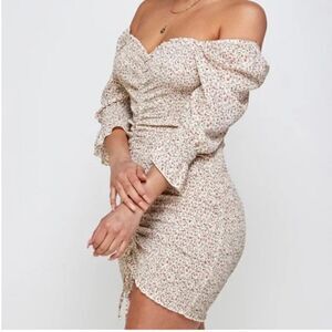 NWT BLUSH BJ Floral Smocked Off Shoulder Dress